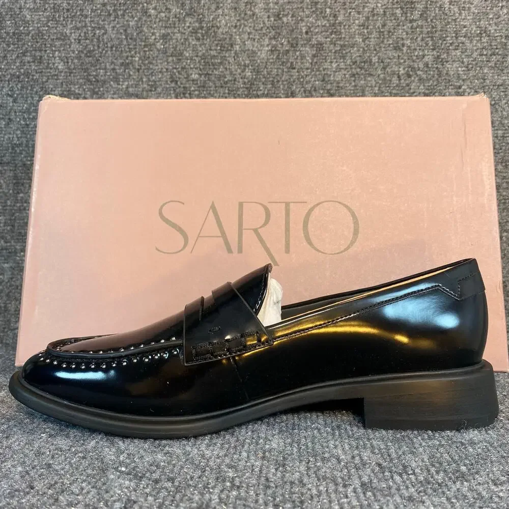 FRANCO SARTO Eden Studded Black Penny LoaferWomen's 9.5 Classic Quiet Luxury